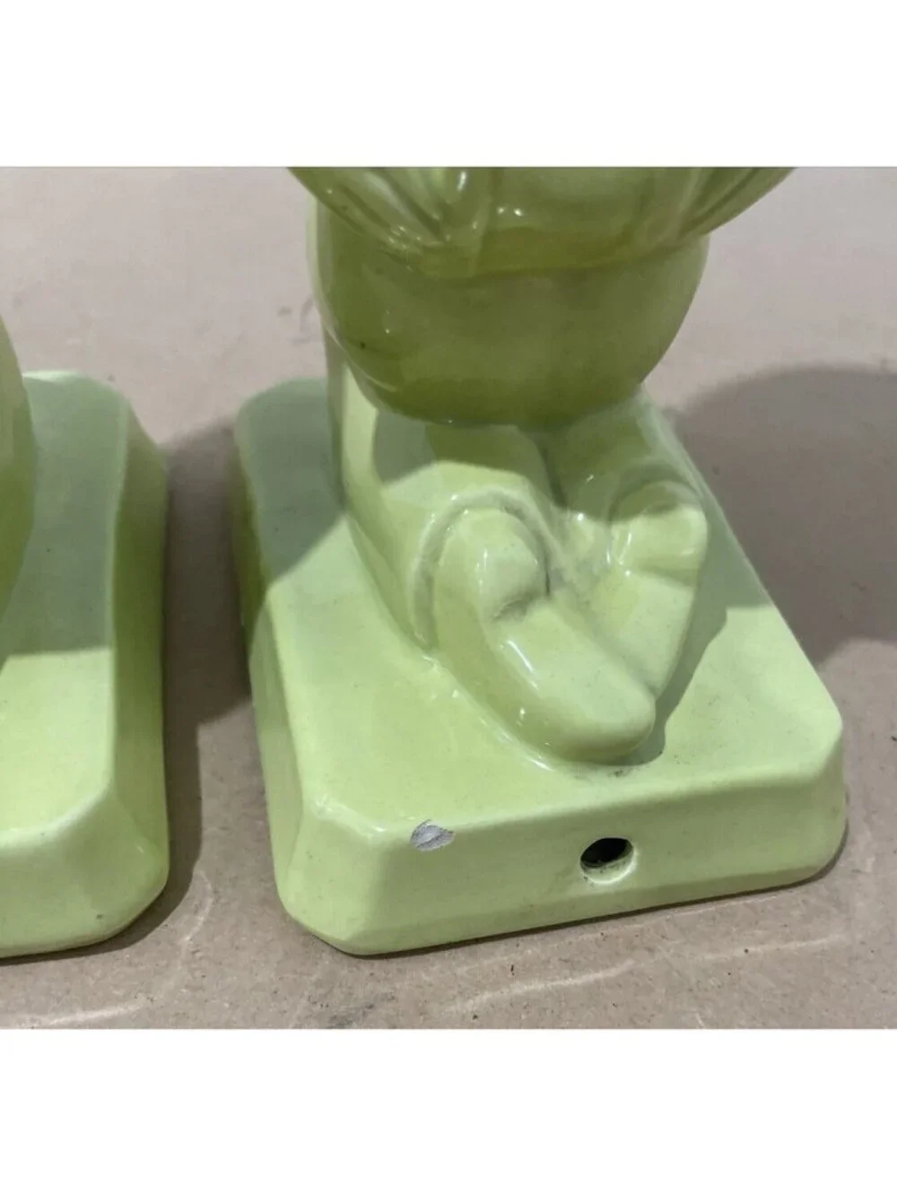 Vintage 1950s MCM Green Man Woman Ceramic Table Lamp Bases Pair Decoration 11